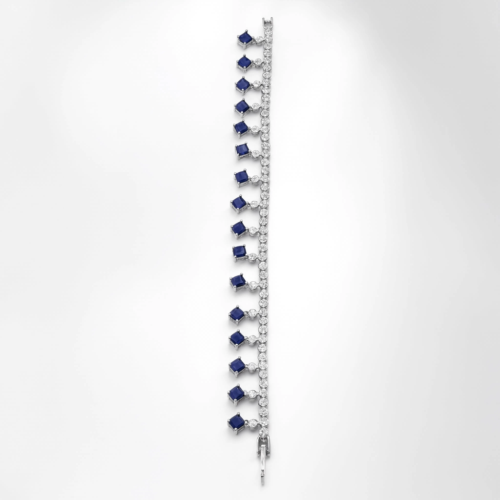 Sapphire Diamond Drop Tennis Bracelet