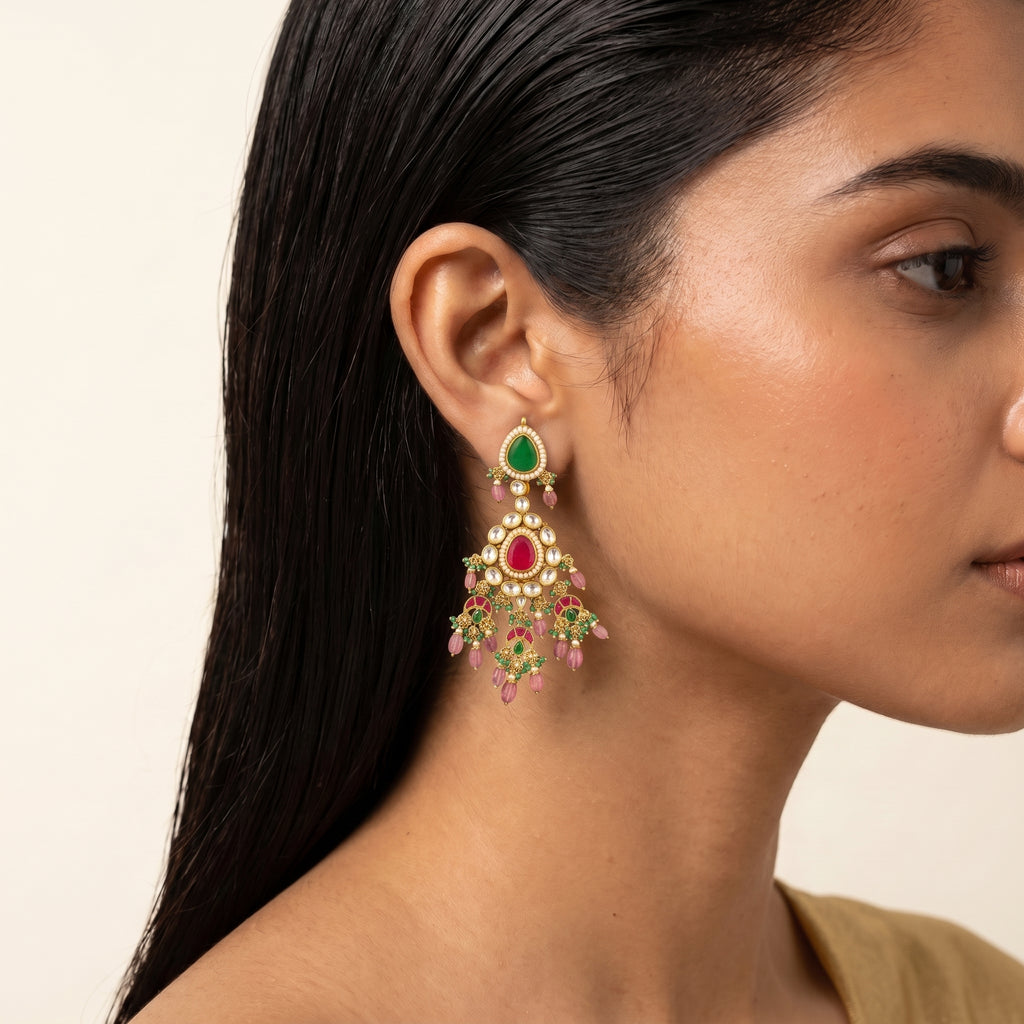 Navratna Kundan Meenakari Choker Necklace Set
