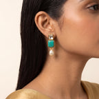 Turquoise Kundan Pearl Drop Necklace Set