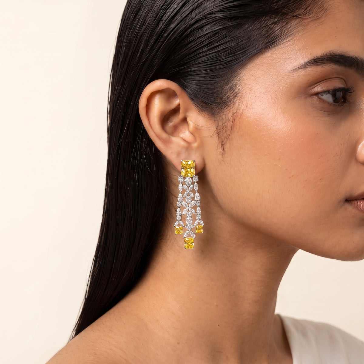 Solara Golden Citrine Diamond Necklace Set