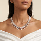Aurelle Diamond Pearl Cascade Necklace Set