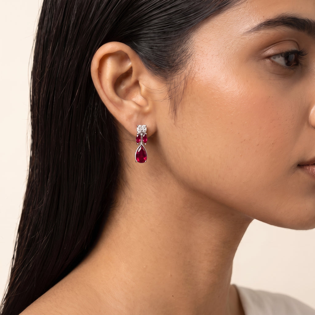 Scarlett Ruby Diamond Teardrop Necklace Set