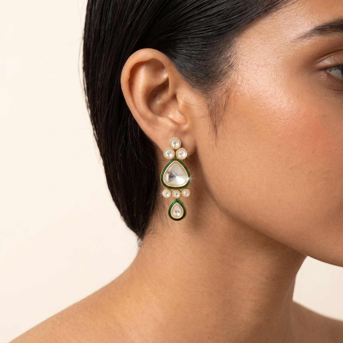 Emerald Kundan Layered Heritage Necklace Set