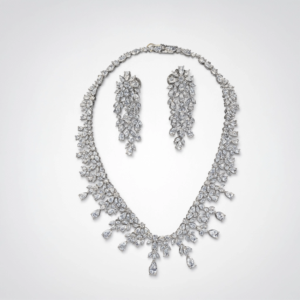 Florenza Diamond Floral Cascade Necklace Set