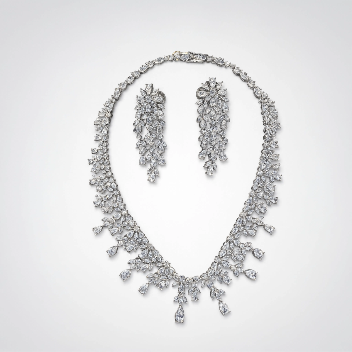 Florenza Diamond Floral Cascade Necklace Set