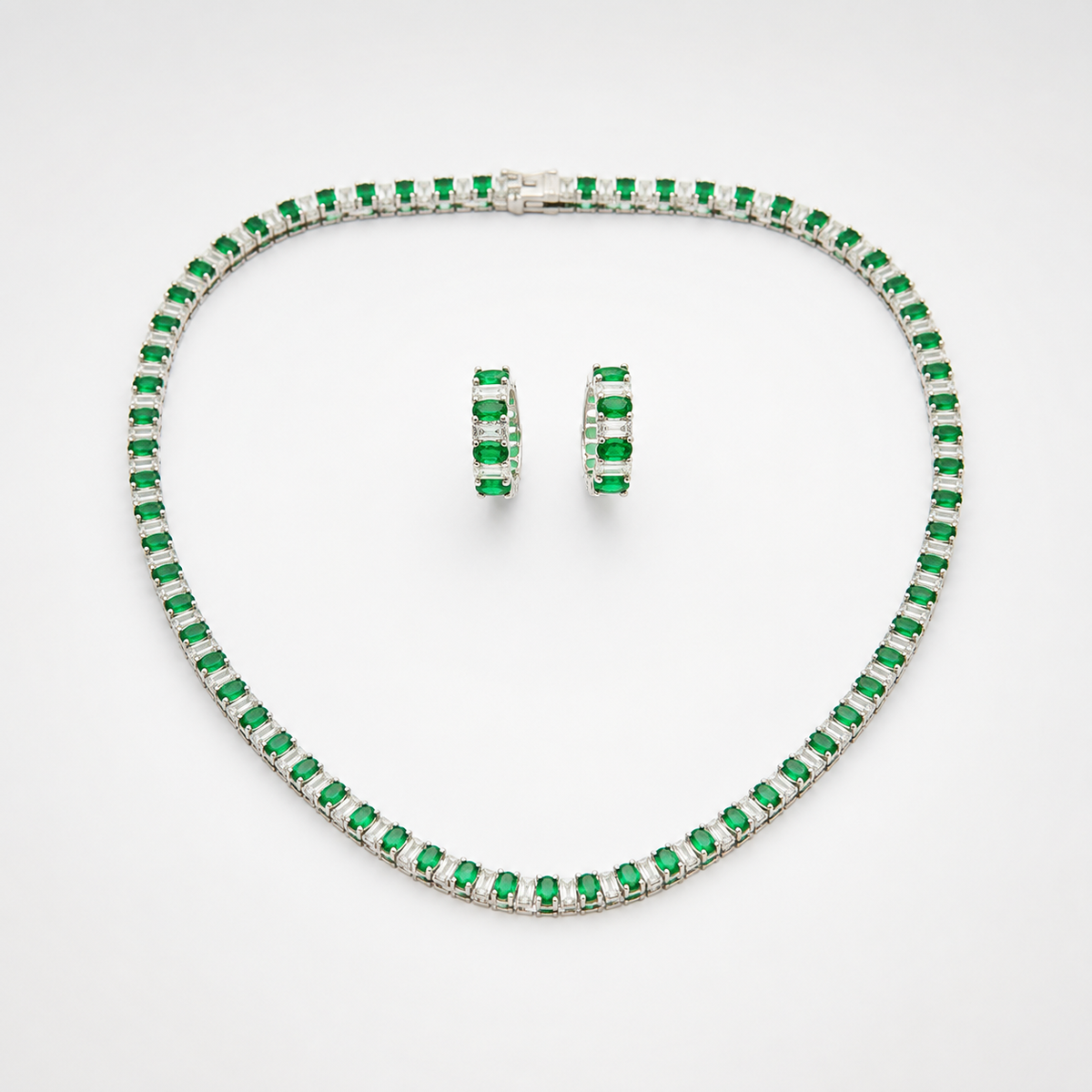 Esmeralda Emerald Diamond Tennis Necklace Set