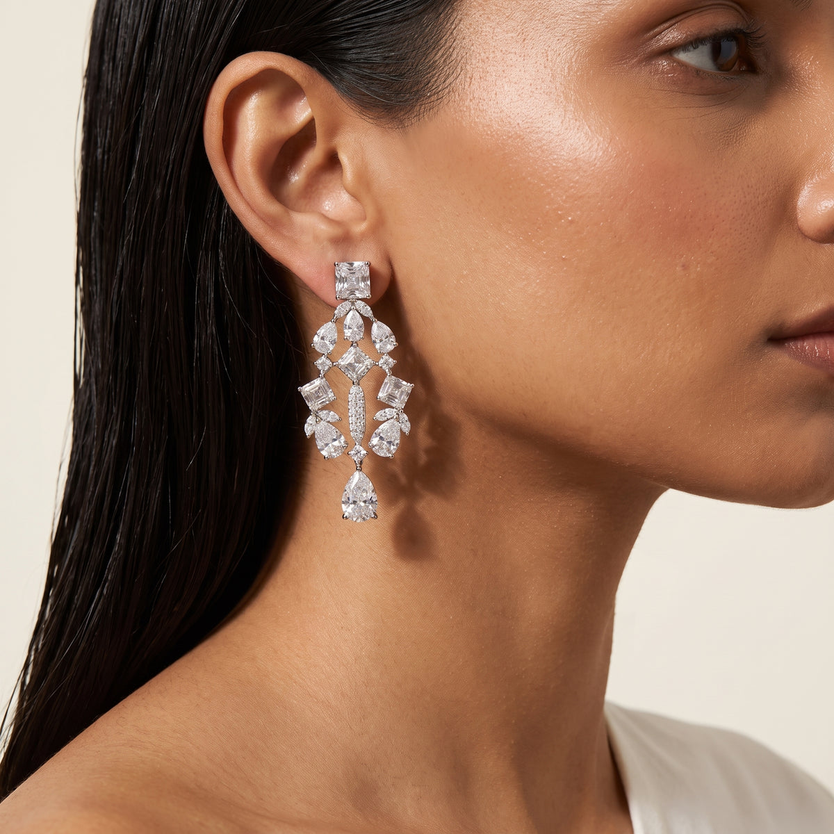 Celestia Diamond Teardrop Statement Necklace Set