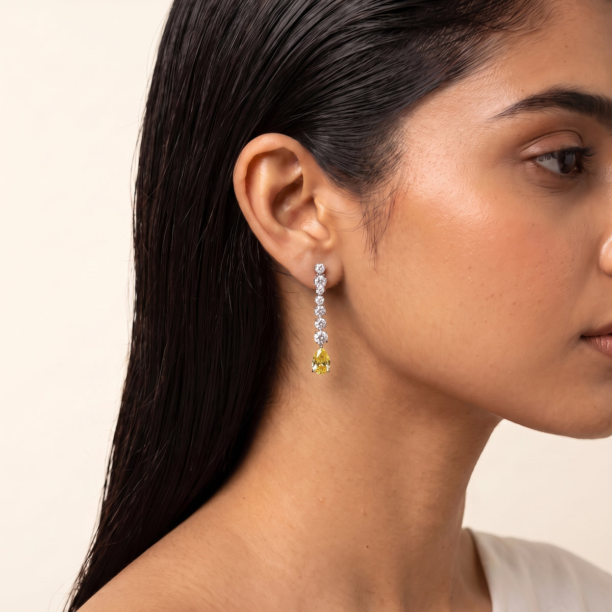 Zarelle Golden Yellow Diamond Solitaire Necklace Set
