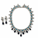 Sapphire Cascade Diamond Necklace Set