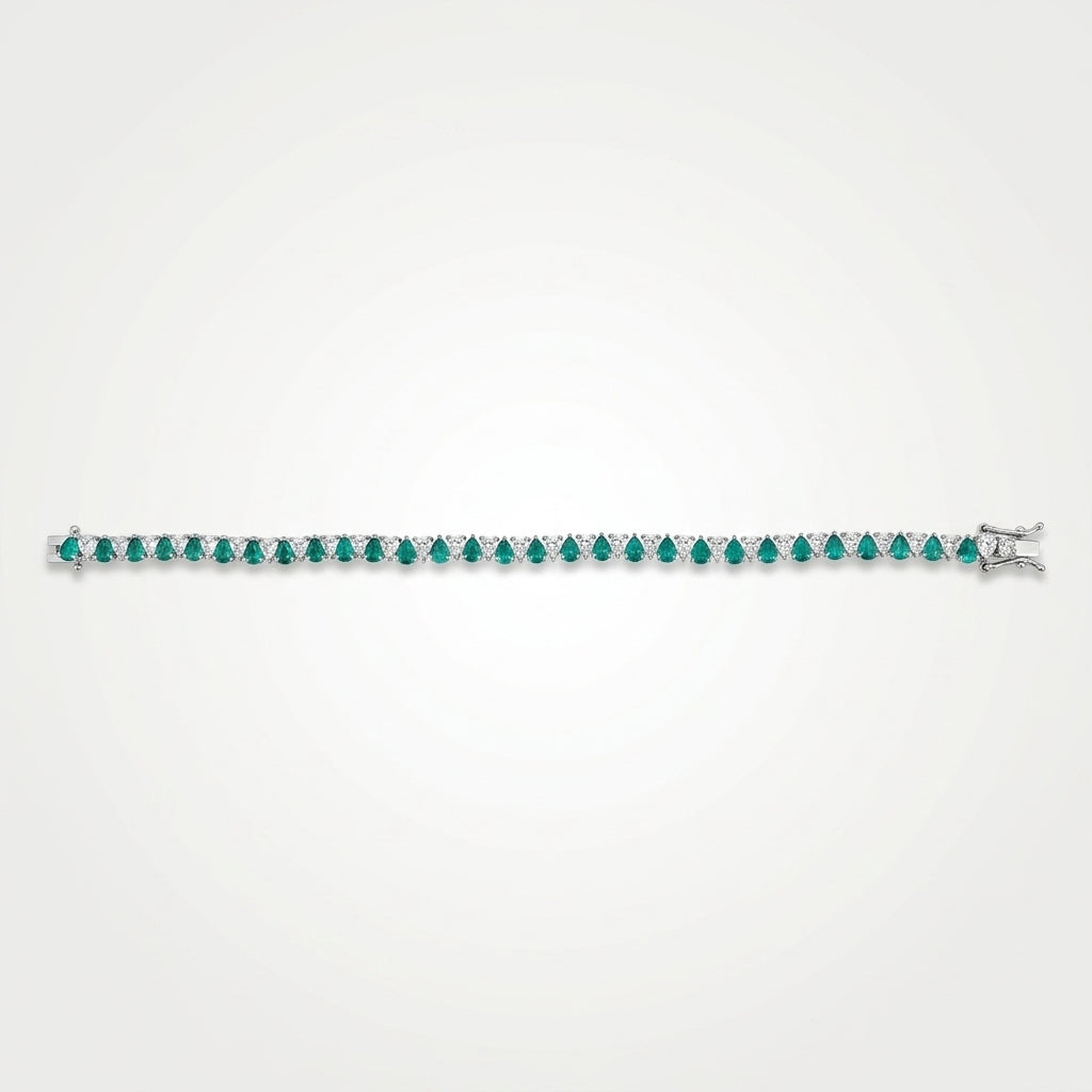 Esmeralda Emerald Green Teardrop Tennis Bracelet