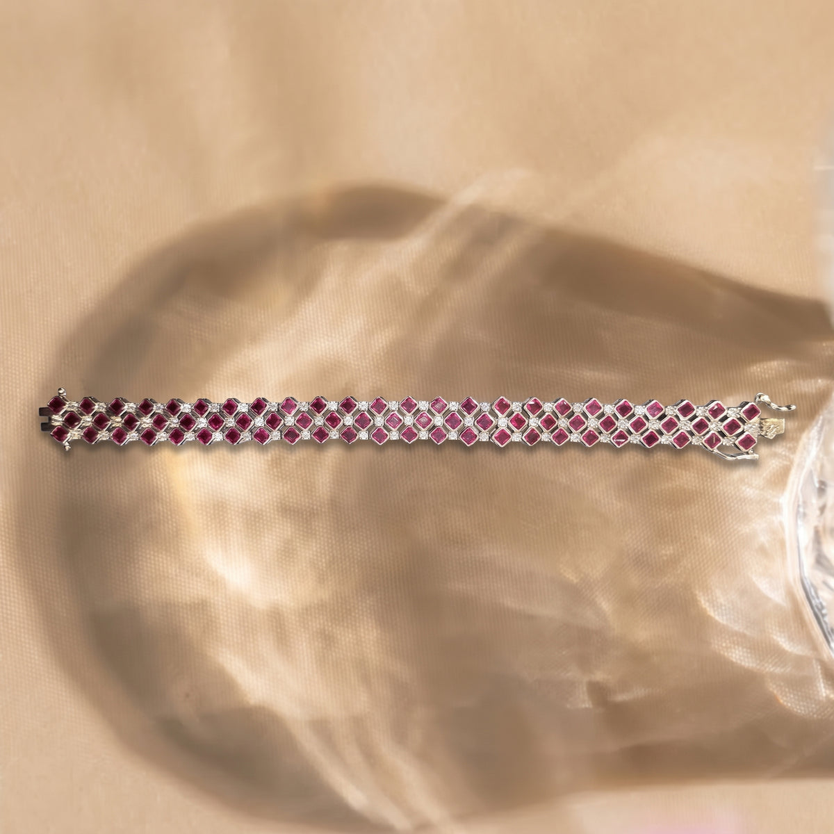 Ruby Royale Diamond Lattice Statement Bracelet