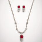 Rosalyn Ruby Diamond Floral Necklace Set