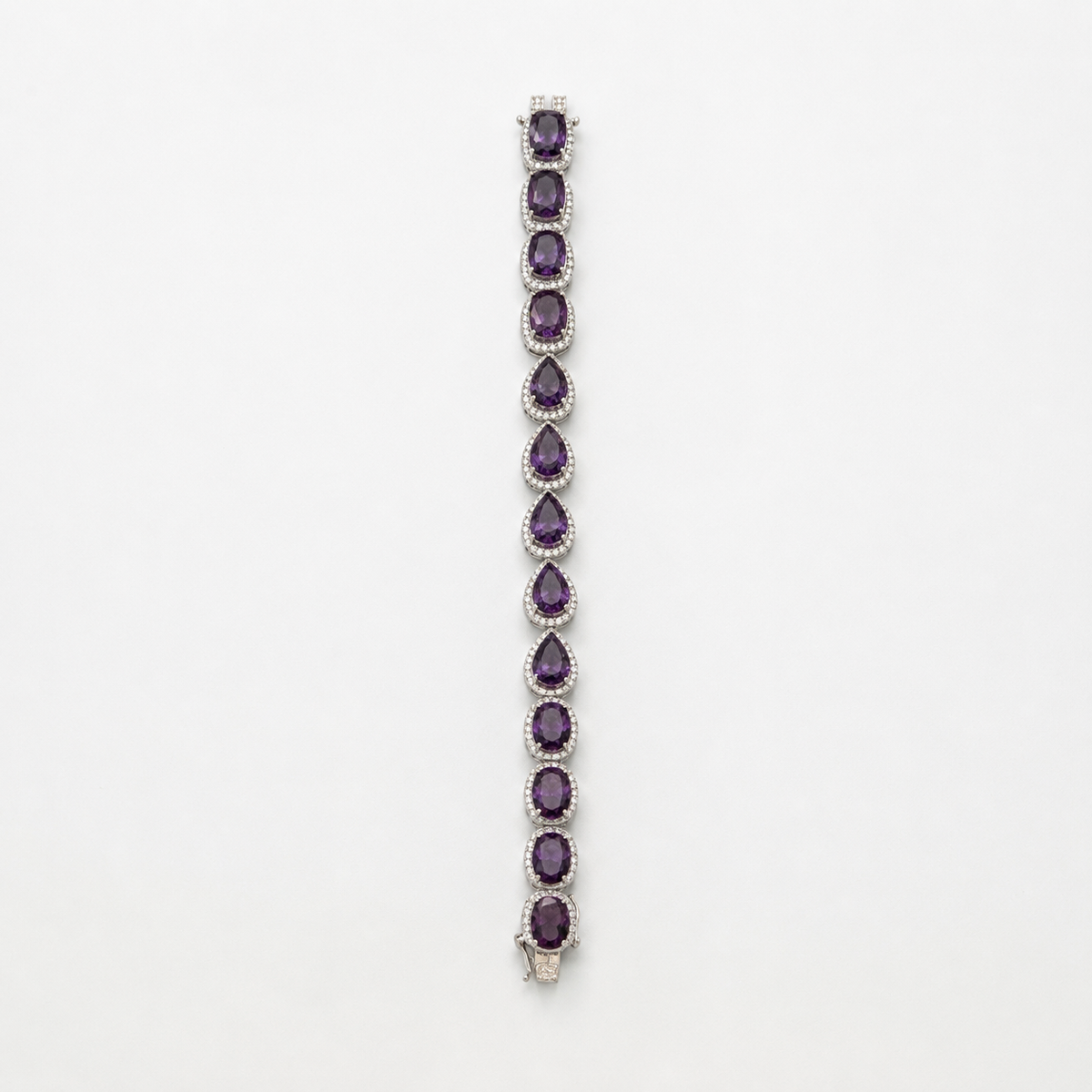 Amethyst Elegance Diamond Halo Tennis Bracelet