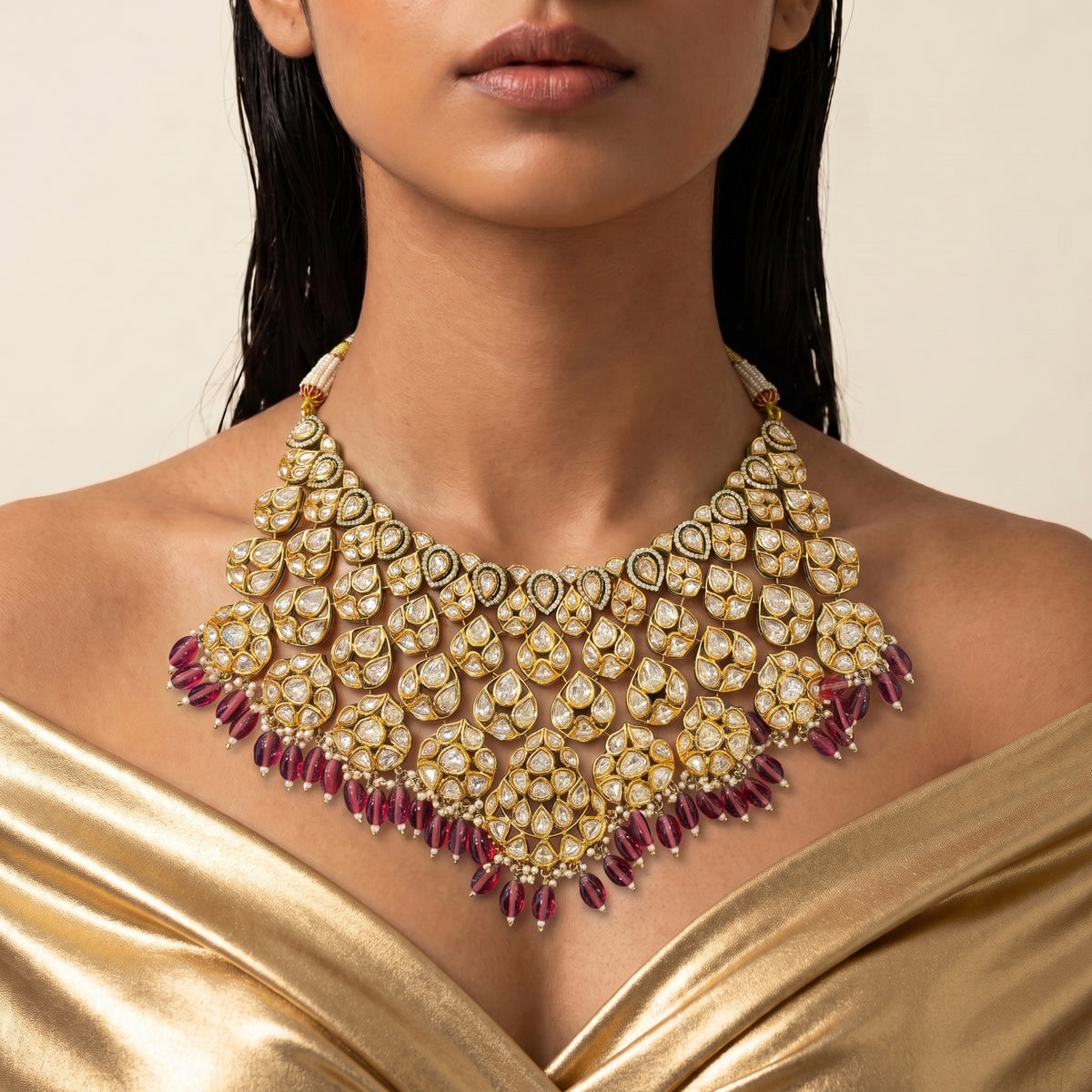 Ruby Kundan Royal Bridal Necklace Set