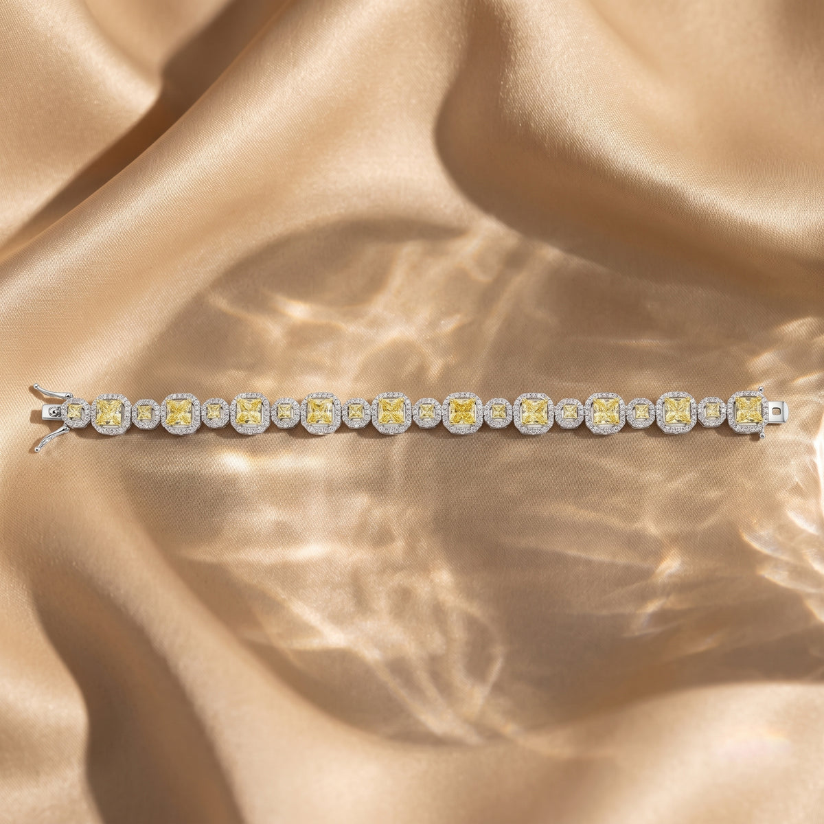 Aurelia Yellow Diamond Halo Tennis Bracelet
