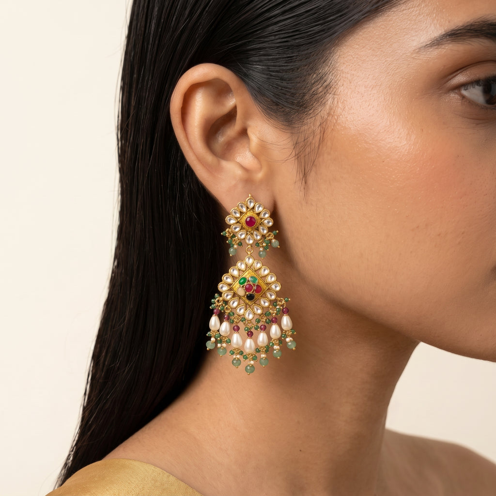 Navratna Kundan Pearl Heritage Choker Set