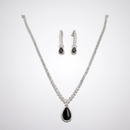 Onyx Royale Diamond Solitaire Drop Necklace Set