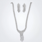 Valencia Diamond Floral Tassel Necklace Set