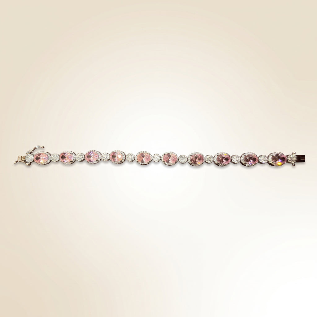 Rose Pink Sapphire Diamond Halo Bracelet