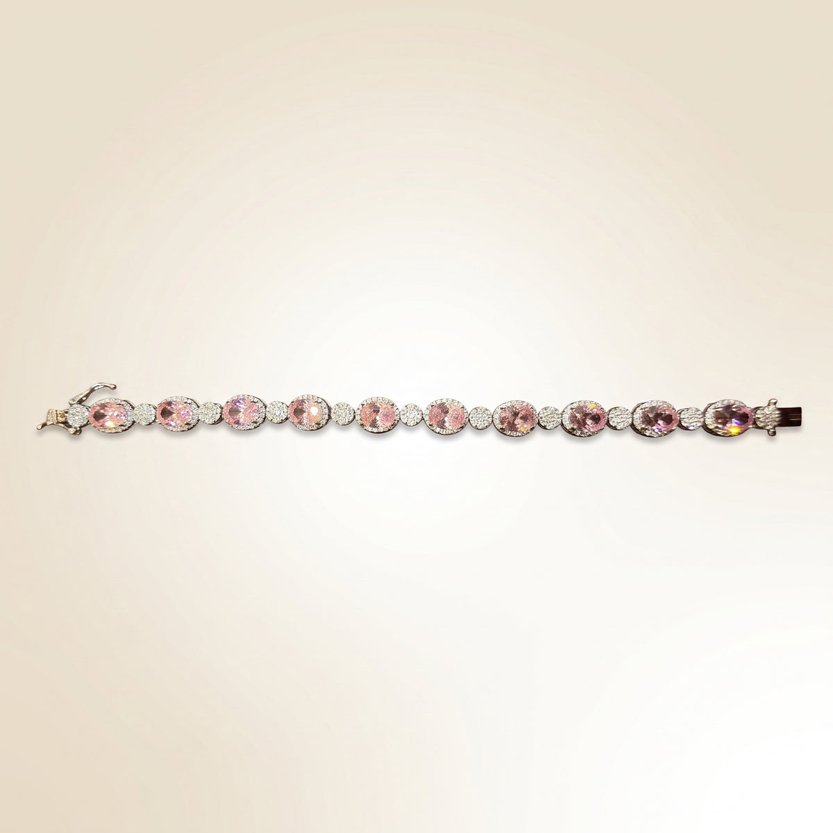 Rose Pink Sapphire Diamond Halo Bracelet