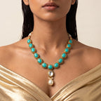 Turquoise Kundan Heritage Pearl Necklace Set