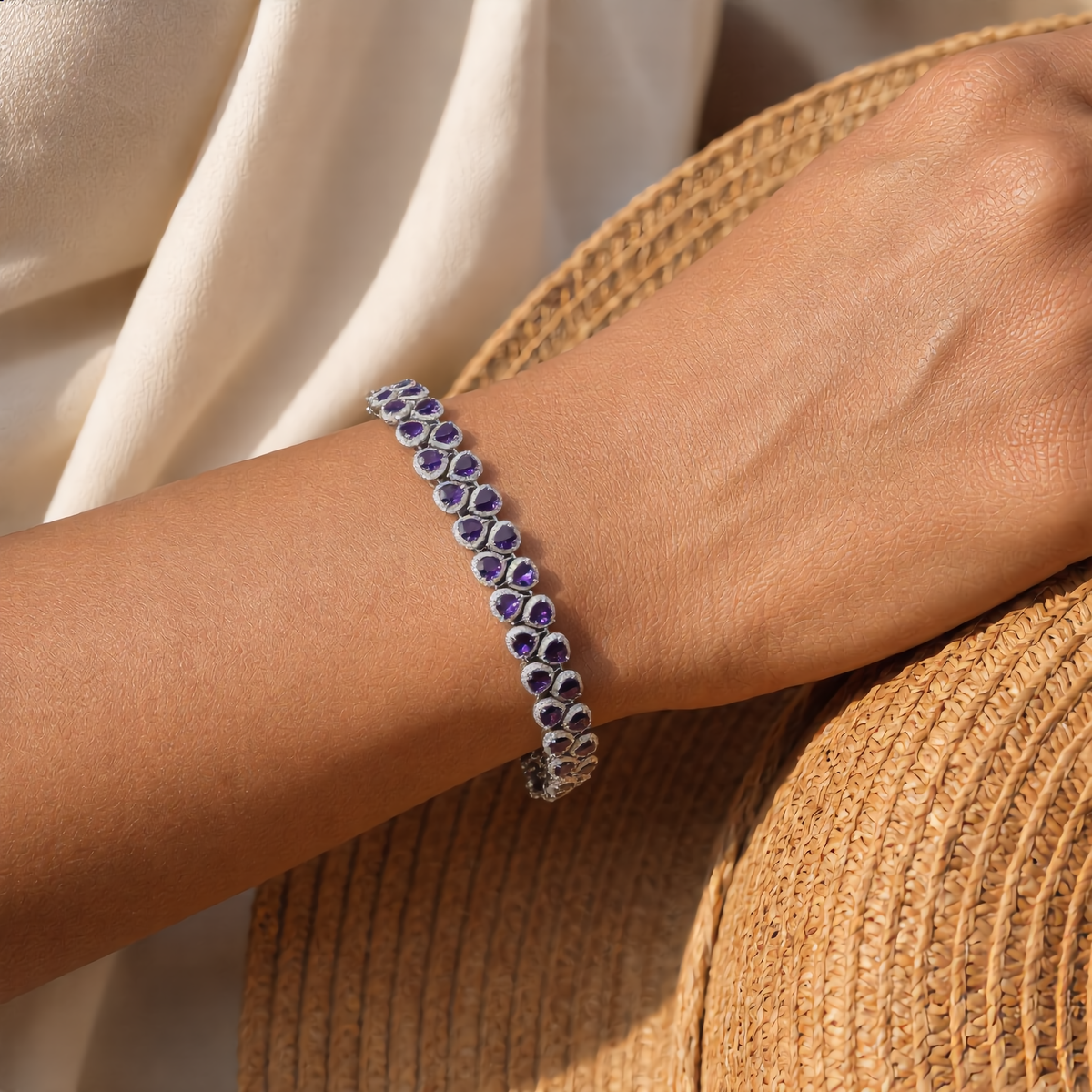 Amethyst Royale Diamond Halo Bracelet