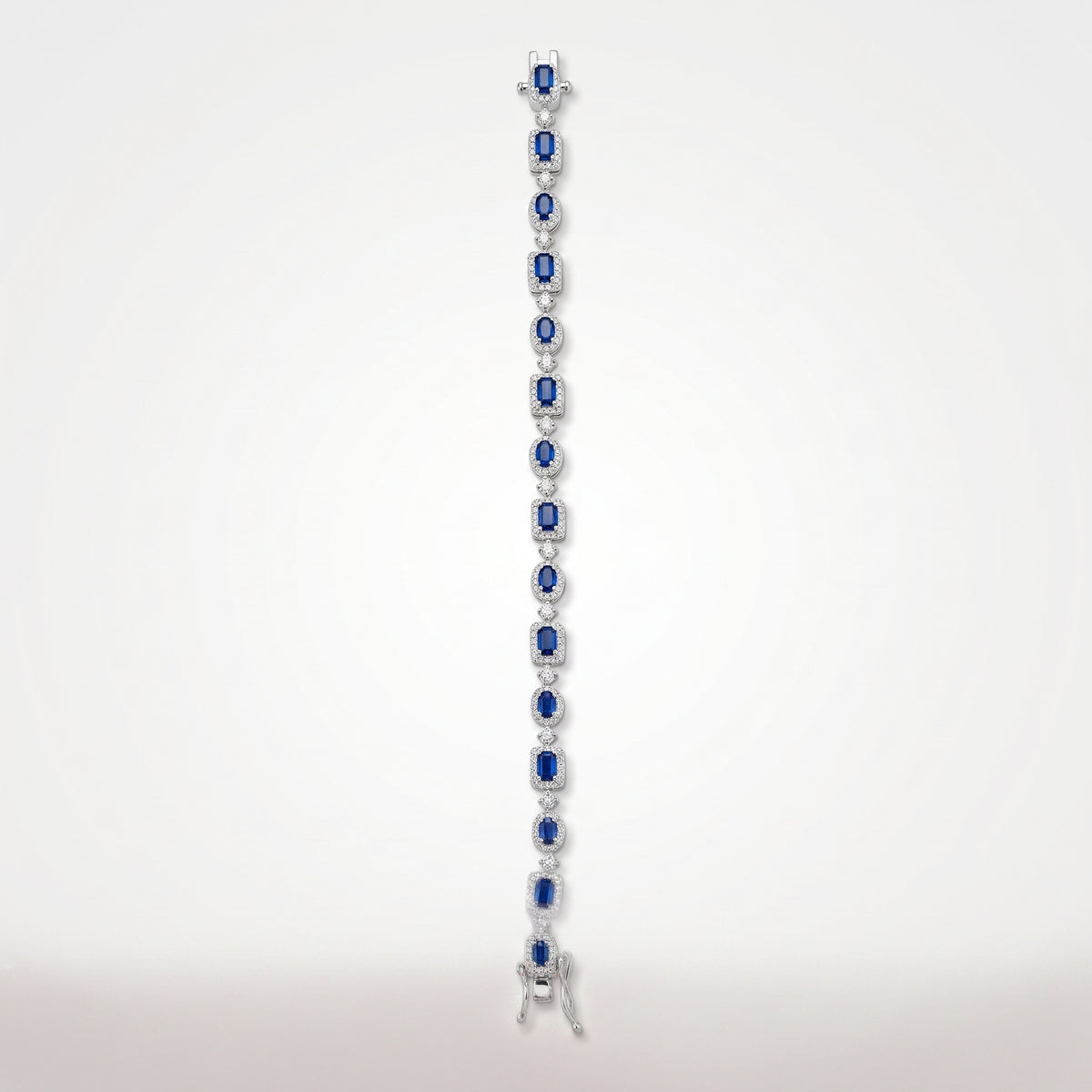 Royal Sapphire Diamond Halo Tennis Bracelet