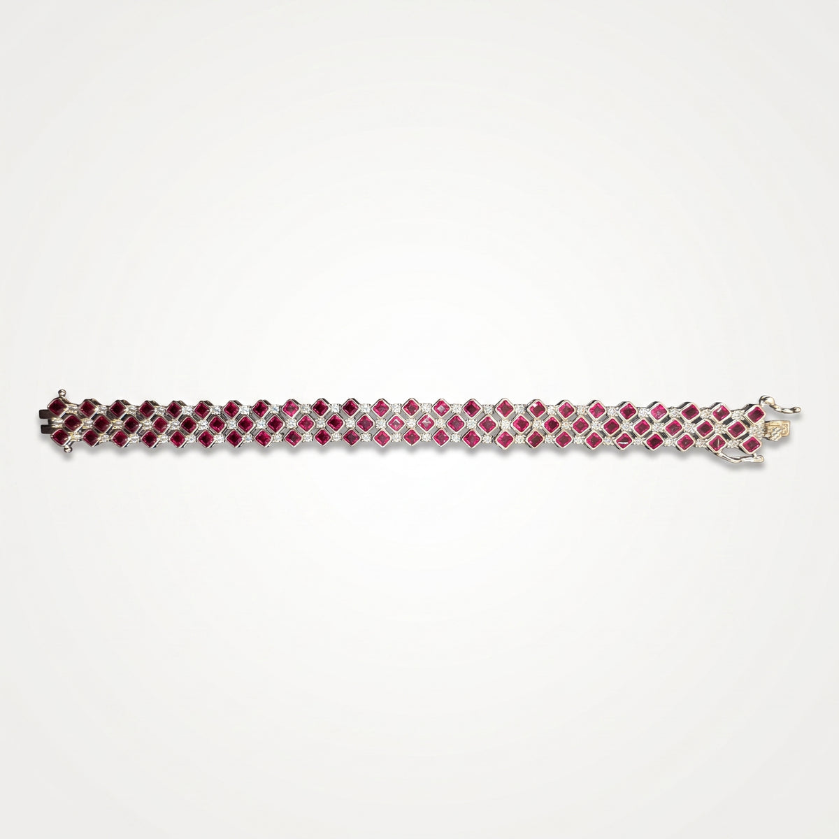 Ruby Royale Diamond Lattice Statement Bracelet