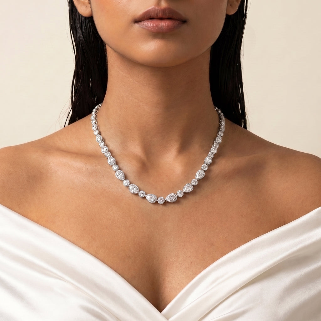 Evangeline Diamond Teardrop Elegance Necklace Set