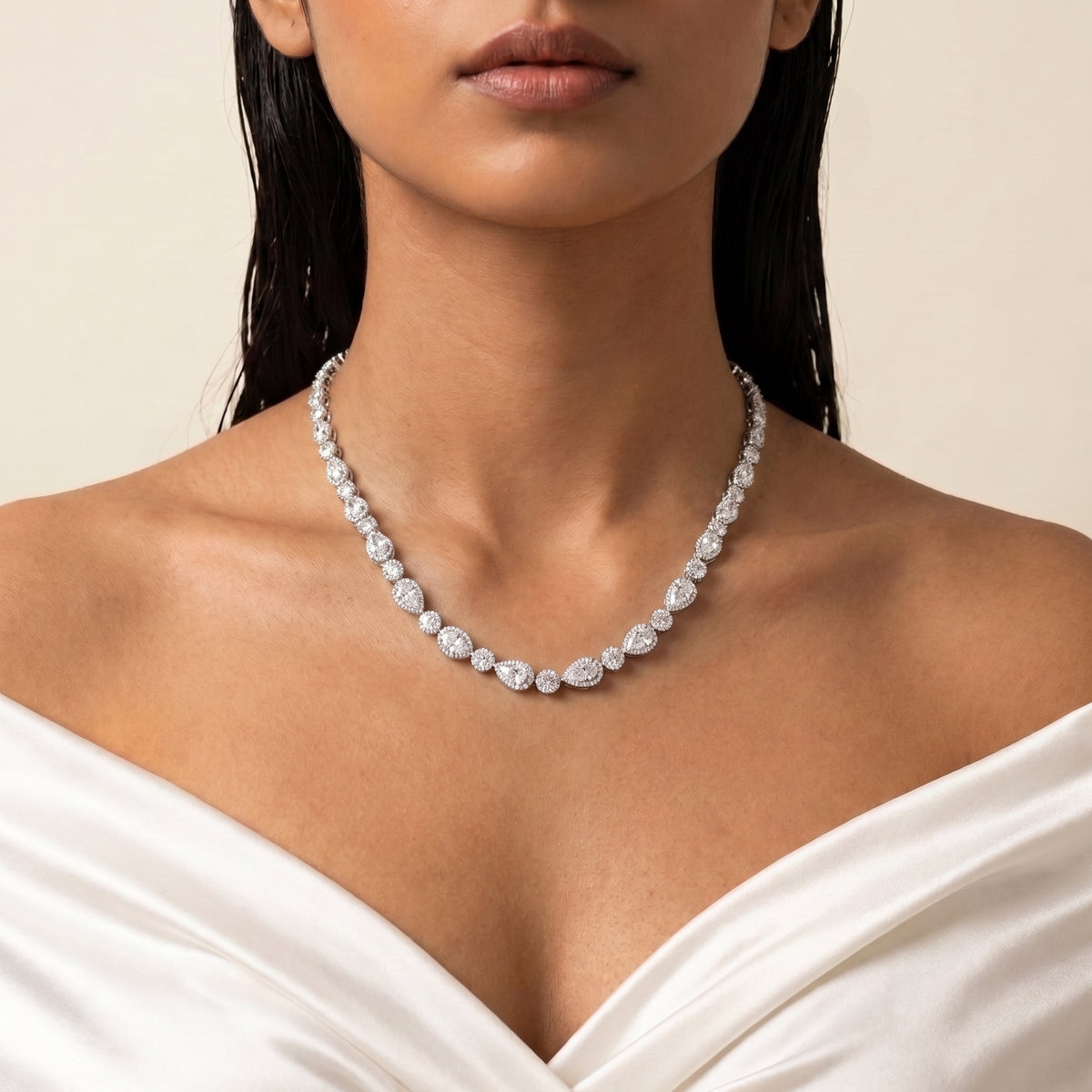 Evangeline Diamond Teardrop Elegance Necklace Set