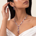 Ruviana Ruby Diamond Tassel Necklace Set