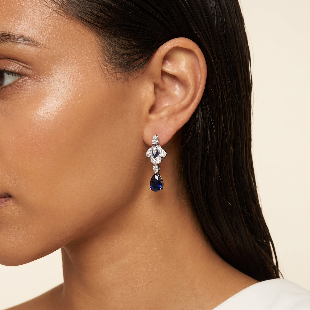 Sapphire Cascade Diamond Necklace Set