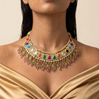 Navratna Kundan Meenakari Choker Necklace Set