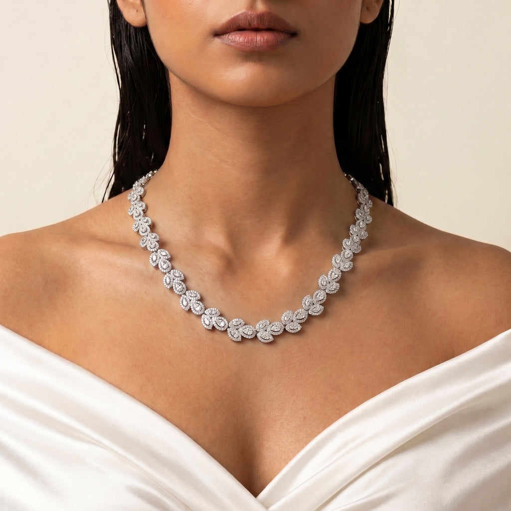 Amara Diamond Floral Elegance Necklace Set