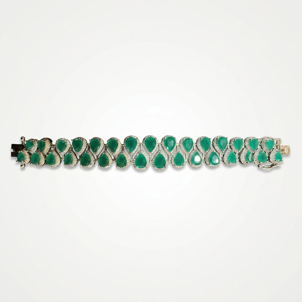 Emerald Elegance Diamond Teardrop Bracelet