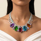 Aurora Multicolour Diamond Statement Necklace Set