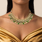 Emerald Kundan Lattice Choker Necklace Set
