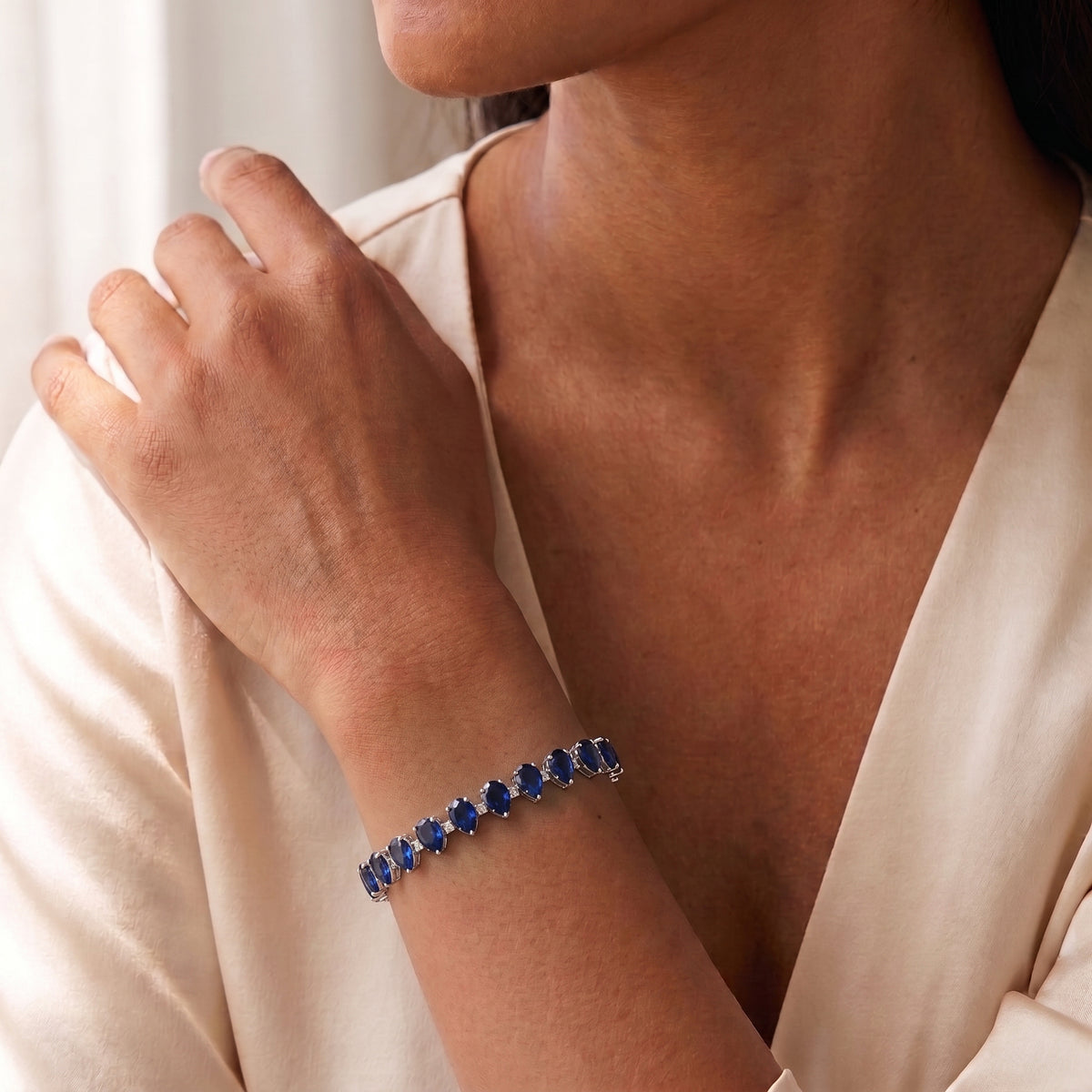 Sapphire Teardrop Tennis Bracelet