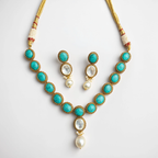 Turquoise Kundan Heritage Pearl Necklace Set