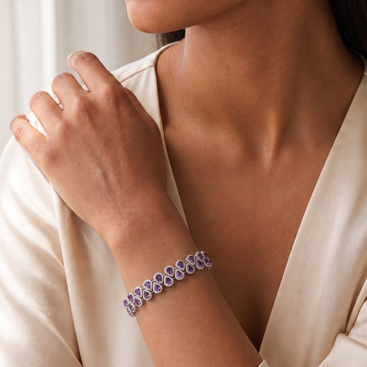 Amethyst Royale Diamond Halo Bracelet