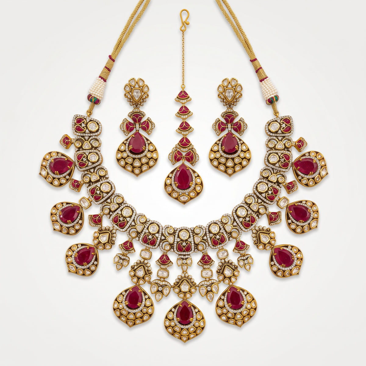 Ruby Kundan Rani Haar Bridal Necklace Set