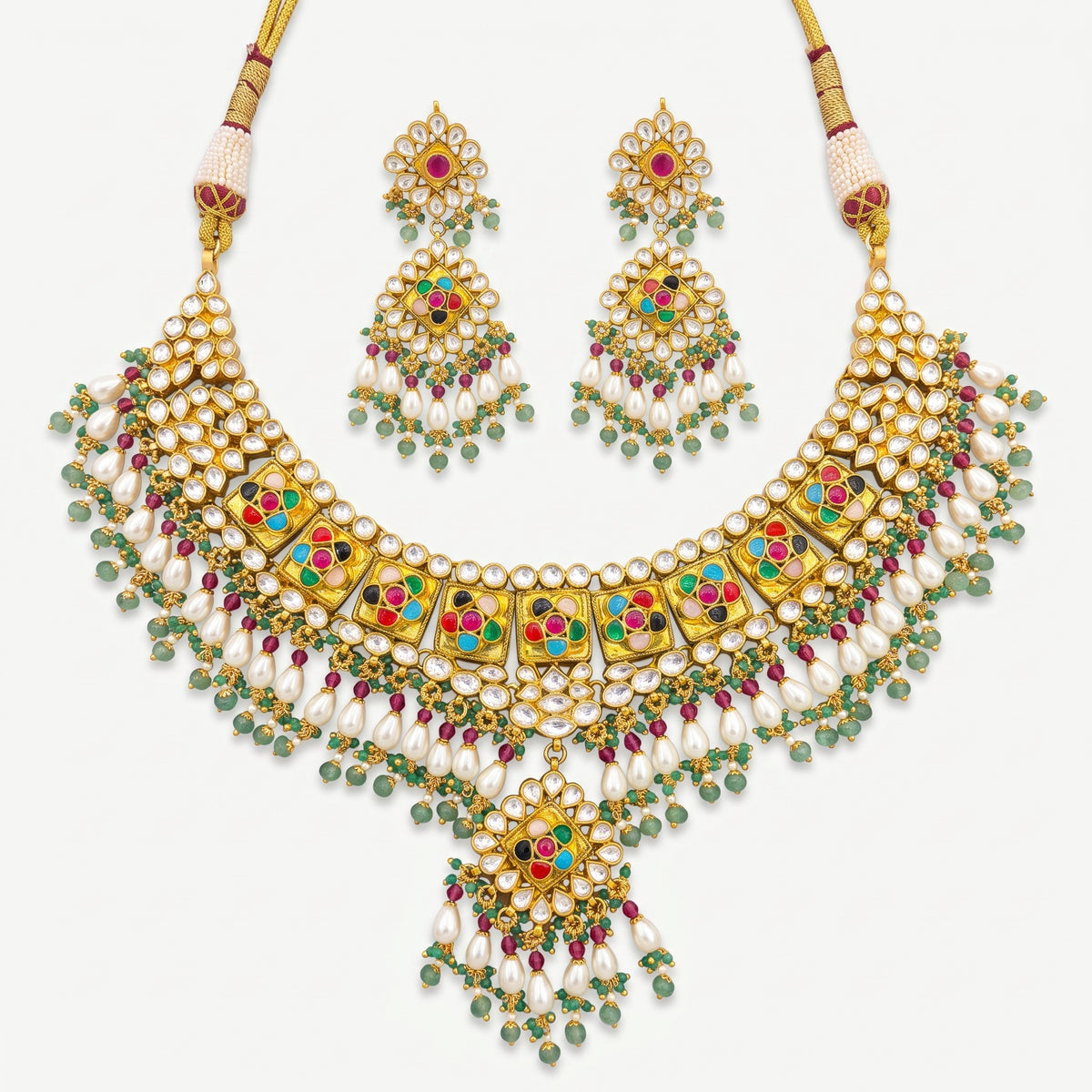 Navratna Kundan Pearl Heritage Choker Set