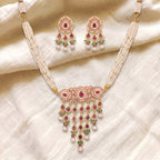 Gulabi Pearl Meenakari Cascade Necklace Set