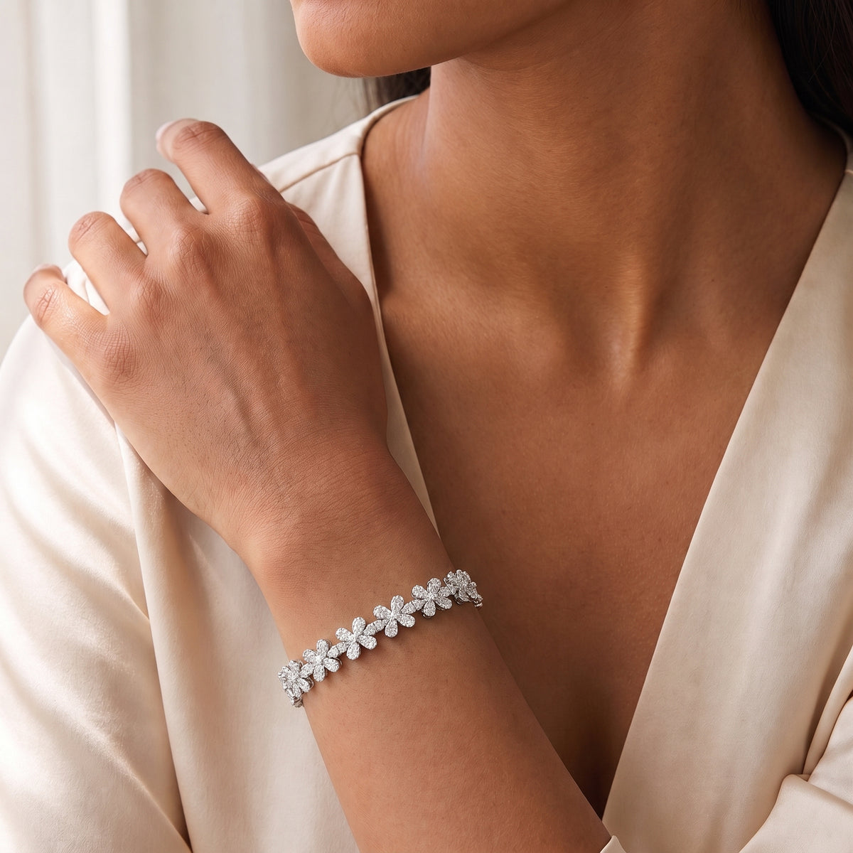 Florina Diamond Blossom Statement Bracelet
