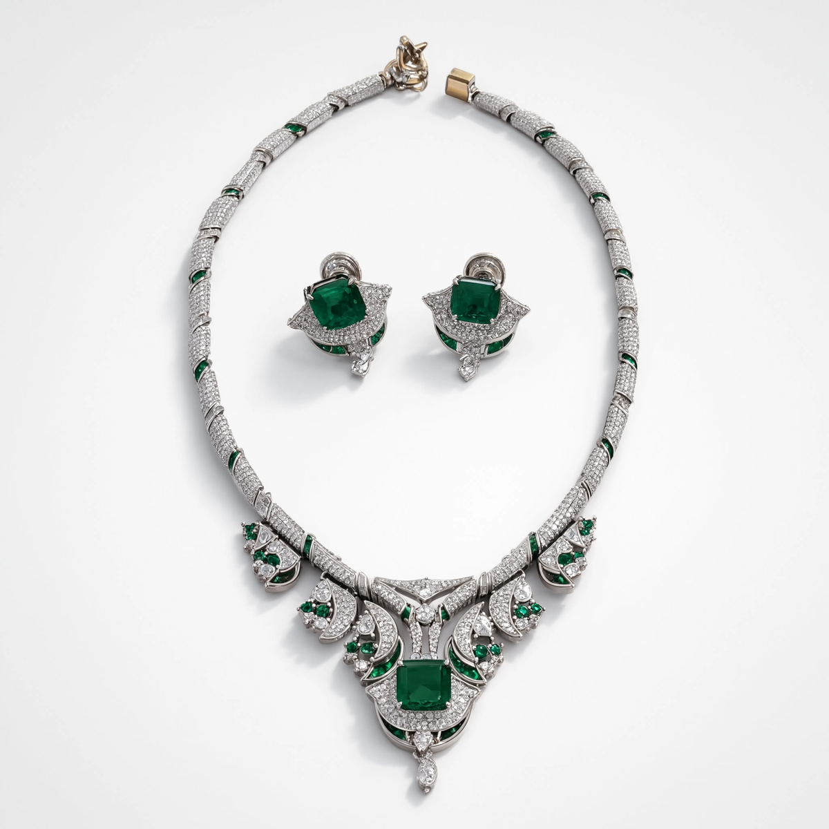 Emerald Royale Diamond Floral Necklace Set