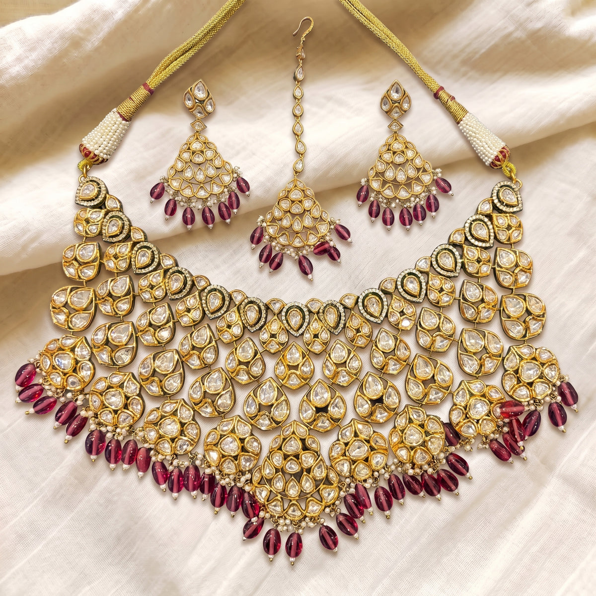 Ruby Kundan Royal Bridal Necklace Set