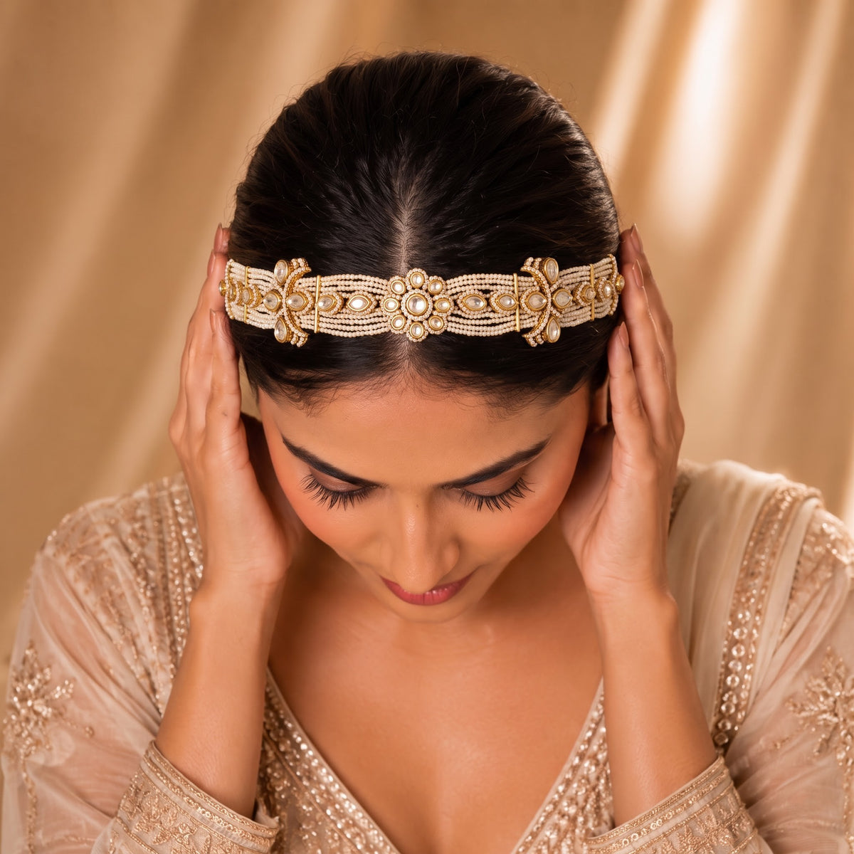 Noor Pearl Kundan Bridal Mathapatti