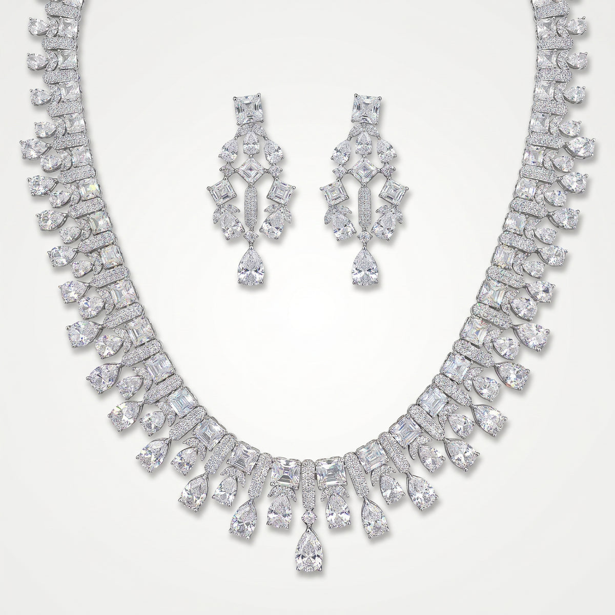 Celestia Diamond Teardrop Statement Necklace Set