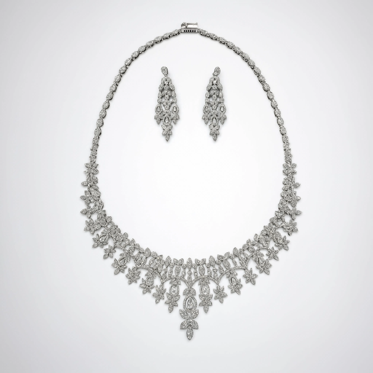 Fiora Diamond Floral Cascade Necklace Set
