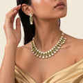 Vanya Emerald Kundan Teardrop Necklace Set